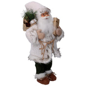 Fabric Santa Claus with green white gifts cm24x12h45