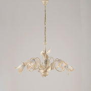 Chandelier in iron Ivory Gold White Amber glasses five lights 73x h43 cm