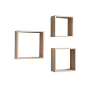 Set of 3 Shelvy Cub wall shelves, cube shape, sonoma color