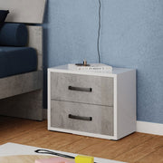 Concrete gray bedside table with 2 drawers in melamine wood 36x52xh 43