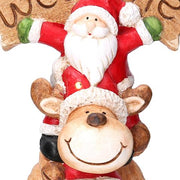Resin LED Santa Claus with reindeer and puppet 27.5x20h48 cm