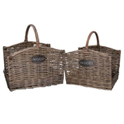 Log basket wood 1-2 bleached cm50x39h31-36-53
