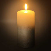 Silver led paraffin candle cm ø8h18