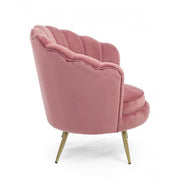 Retro armchair in peacock pink velvet cm 80 x 76 x 84 h