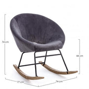 Annika rocking armchair with dark gray velvet effect