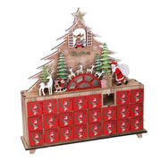 Red tree led wooden calendar cm31x8h34,5