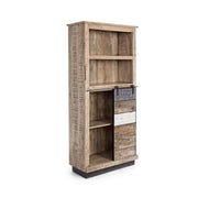 Bookcase 1 door 4 floors Tudor wood 71 x 34 x 163 cm
