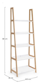 Bookcase in bamboo wood shelves in matt white lacquered mdf cm 62,5x 40xh. 180