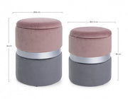 Set of two modern gray pink gray openable poufs