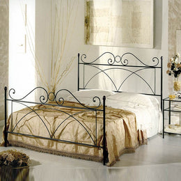 Iron bed one and a half square with footboard SABRINA Black 126x208x h128 cm
