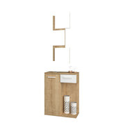 Entrance furniture with mirror 1 door 1 drawer white oak 60x35xh.186 cm