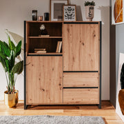 High sideboard drawers open compartment quecia antacite profiles cm 120 x 40 x 140 h