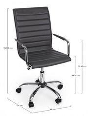 Office armchair with armrests Perth dark gray in eco-leather