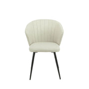 Beige Upholstered Krid Chair with Black Metal Legs