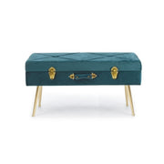 Velvet bench with storage POLINA Blue 80x34x h42 cm