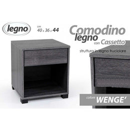 Comodino con cassetto letto grigio camera 40 x 36 x 44 CM