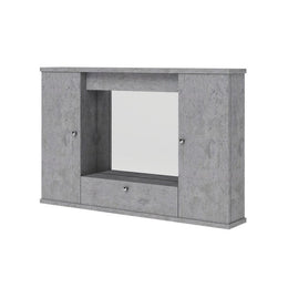 Concrete gray bathroom mirror cabinet 2 doors w - flap h.61x93x14 cm