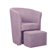 Fabric armchair with removable pouf DJERBA Antique Pink 63,5x 62,5x h76 cm