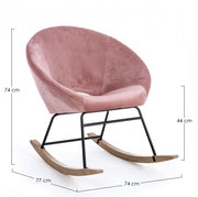 Rocking armchair in Antique Pink velvet ANNIKA 74x77x h74 cm