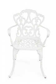 Victoria White aluminum chair with armrests