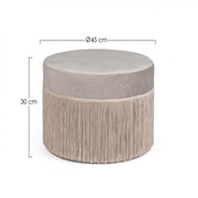Leilani pouf light gray velvet effect D45 cm