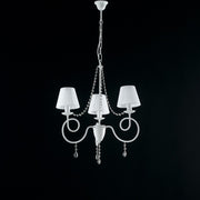 White iron chandelier three lights shabby decoration White lampshades 60x h67 cm