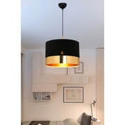 Suspension lamp Alfina black fabric with gold band ASZ1665