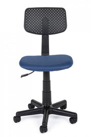 Office chair with blue adjustable wheels