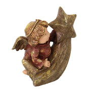 Resin angel on gold star 18.5x13.5h22.5 cm