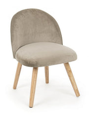 Adeline modern armchair in wood covered with dove gray velvet effect