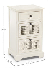 Chest of drawers in wood with three drawers Bianca AMABEL 40x32x h70 cm
