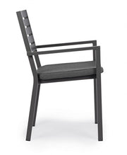 4x Anthracite chair with aluminum armrest and cushion in industrial style