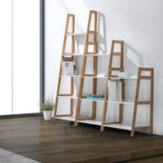 Bookcase in bamboo wood shelves in matt white lacquered mdf cm 62,5x 40xh. 180