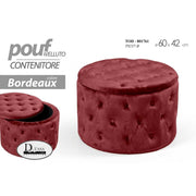 Pouf contenitore retro bordeaux apribile cm 60
