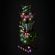 Metal sled with green presents cm26x51h115