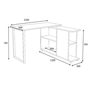 Desk with reversible bookcase Bianco OSLO 120x60x h74 cm