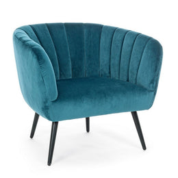 Classic Armchair in Peacock Blue Velvet