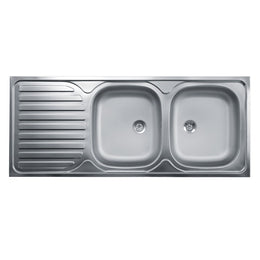 Two bowls kitchen sink with steel left drainer 50x120 cm