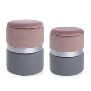 Set of two modern gray pink gray openable poufs