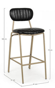 Addy black vintage bar stool 41x51x100h cm