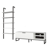 TV cabinet with 5 shelves white bookcase 70x30xh.180 cm