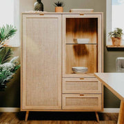 Sideboard two doors two drawers two doors wicker effect BALI 101.5x 40x h139 cm