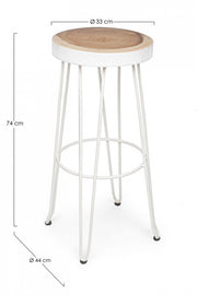 White bar stool in natural style wood