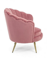 Retro armchair in peacock pink velvet cm 80 x 76 x 84 h