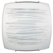 Ceiling Lamp 2xE27 with Hooks in Chrome and Glass, Decorated White Plate.