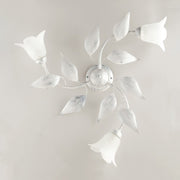 White Silver iron ceiling lamp three lights Alabaster White glasses 67x h20 cm