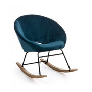 Annika rocking armchair with peacock blue velvet effect