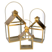 Metal lantern 1-3 gold cm27x18,2h42