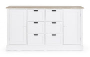 Dorotea sideboard 2 doors 4 drawers in white melamine wood