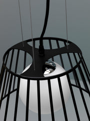 Hanging lamp in metal with black lampshade D25/35xD20/35x120h cm